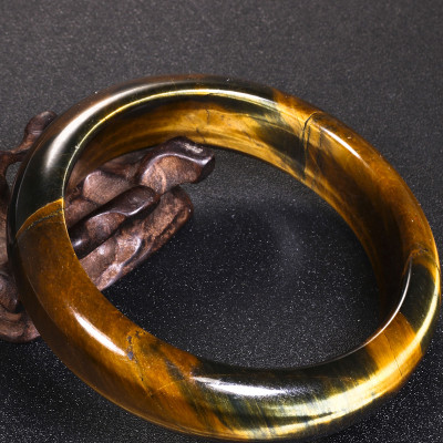 Vòng thạch anh mắt hổ vàng nâu bản hẹ ni 60 mệnh thổ, kim - Ngọc Quý Gemstones