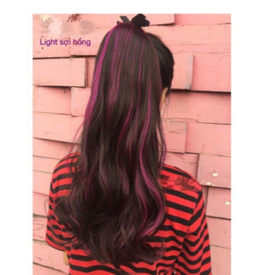 Tóc cột line hồng tím- hình thật