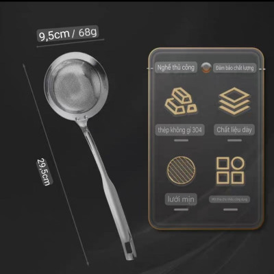 CHAO THÌA DÂY LỌC INOX SUS 304 LỖ LỌC ĐỘT CNC NHỎ MỊN MÀNG - CHAO THÌA DÂY LỌC BỘT VỚT HỚT BỌT LỌC DẦU THỰC PHẨM ( SẢN PHẨM CÔNG NGHỆ CNC CAO CẤP )