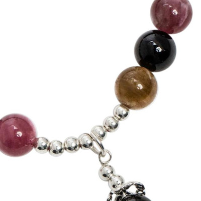 Vòng Tay Tourmaline 6mm Đa Sắc Charm Trái Tim Ngọc Quý Gemstones VT136