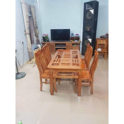 Bộ bàn ghế ăn gỗ sồi nga - Đồ gỗ Minh Tâm 0988-352-210