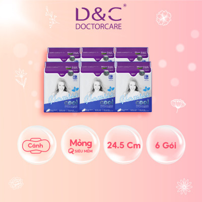 Combo 6 Băng vệ sinh thảo dược Glamiss Cool BVS ban ngày 24cm siêu khô thoáng cả ngày dài