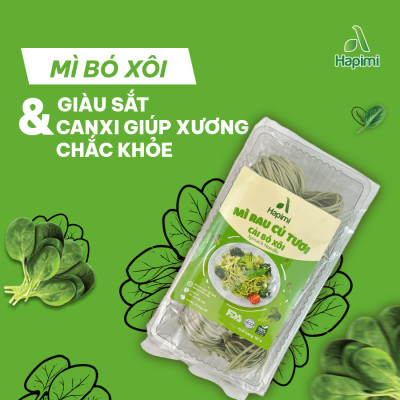Mì Cải Bó Xôi Hapimi 180g - Thực Phẩm Bổ Sung Dinh Dưỡng Cho Cả Gia Đình, Ăn Chay, Healthy