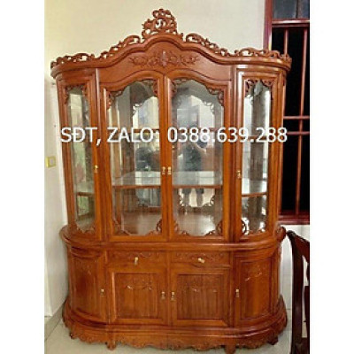 Tủ Rươu Mặt Cong Gỗ Gõ Đỏ