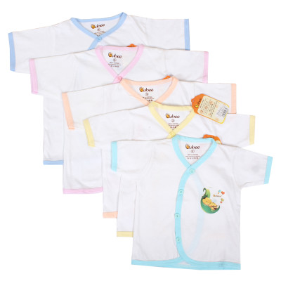Bộ sơ sinh 100% Cotton cổ tim ngắn viền màu BABIBOO - BBC15