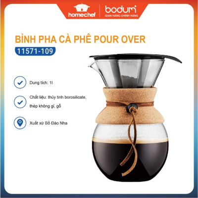 Bình pha cà phê Bodum Pour Over 11571-109, dung tích 1L, sản xuất Bồ Đào Nha | Hàng chính hãng