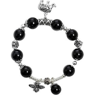 Vòng Tay Thạch Anh Tóc Đen Charm Ong Ngọc Quý Gemstones VT111