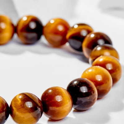 Vòng Tay Phong Thủy Đá Mắt Hổ Vàng Nâu Phối Charm Tuổi Thân Bạc Mạ Vàng 24K (8mm) Mệnh Thổ, Kim Ngọc Quý Gemstones