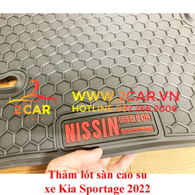 Thảm sàn, Thảm lót sàn xe KIA Sportage 2022 cao su đúc, vân tổ ong, không mùi, MẪU chữ đỏ