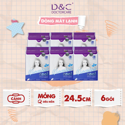 Combo 6 Băng vệ sinh thảo dược Glamiss Cool BVS ban ngày 24cm siêu khô thoáng cả ngày dài