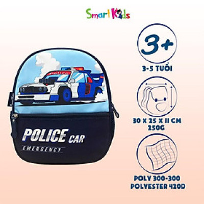 Balo mẫu giáo B.bag Toy Station-Police Car Xanh đen dành cho bé 3-5 tuổi,trẻ mẫu giáo,đáng yêu,dễ thương B-005