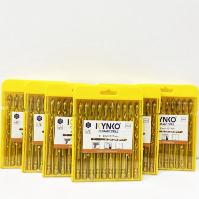 MŨI KHOAN KÍNH - GẠCH MEN 4 CẠNH, CHÂN LỤC GIÁC  KYNKO ĐƯỜNG KÍNH PHI Ø 8 DÀI 117MM MKKGM-8117 (VỈ 10 CHIẾC)