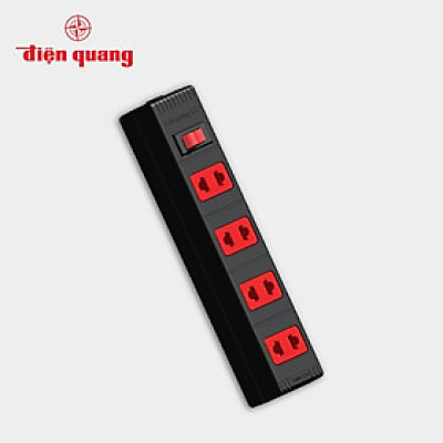 Combo Ổ cắm Điện Quang ECO ĐQ ESK 2BR 42 ECO (4 lỗ 2 chấu , dây dài 2m màu đen đỏ) và Bút thử điện Điện Quang ĐQ ETP01