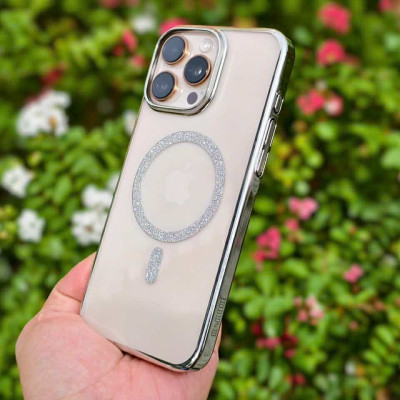 Ốp lưng cho iPhone 16 Pro Max , 16 Pro trong suốt hỗ trợ sạc từ đính đá cực sang siêu mỏng nhẹ hiệu Bling Bling Memumi - hàng chính hãng