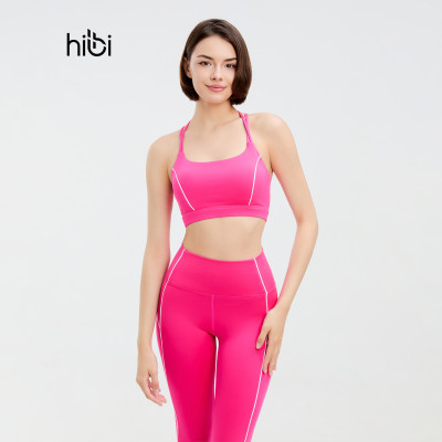 Set đồ tập Yoga Gym Luxury Hibi Sports H182 Áo 6 dây phối viền trắng, kèm mút ngực, chất vải cao cấp 
