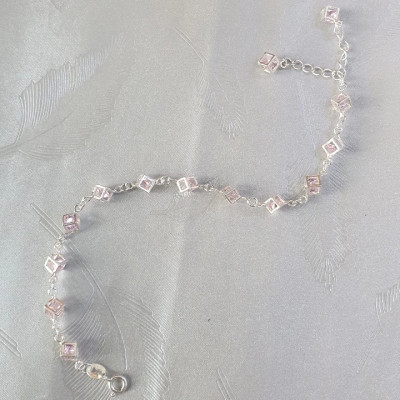 Vòng Tay Lắc Tay Nữ Đính Đá Hộp Lập Phương BẠC HIỂU MINH LTU564