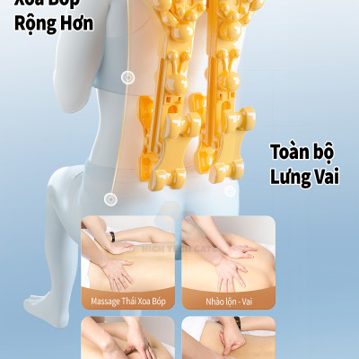 Đệm Massage Toàn Thân 918-7 Chế Độ Massage 3D, Tích Hợp Nhiệt Hồng Ngoại, 3 Cường Độ Xoa Bóp, 3 Mức Rung và Chườm Nóng, hàng chính hãng