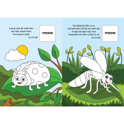 Sách - Bé Tô Màu - Khám Phá Vườn Côn Trùng Kì Thú - Côn Trùng, Bò Sát, Lưỡng Cư - 20+ Hình Dán Sticker - Việt Thư