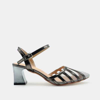 Giày cao gót nữ đẹp đế vuông 6 phân hàng hiệu rosata hai màu chì đồng thời trang cao cấp ro526