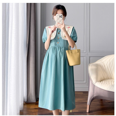 ĐẦM BẦU VÁY BẦU CÔNG SỞ CỔ THÊU HẢI QUÂN  sau sanh có  nút mở cho bé ti