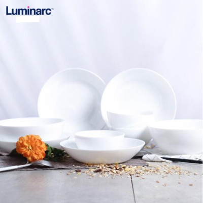 Bộ bát đĩa (tô, chén, dĩa) Luminarc Diwali thủy tinh 14 chi tiết, dùng lò vi sóng, máy rửa bát - DW14B