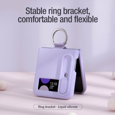 Ốp lưng iRing chống sốc silicon cho Samsung Galaxy Z Flip 4 có nắp đậy bảo vệ Camera hiệu Nillkin Camshield Silky Silicon Case - chống sốc cực tốt, chất liệu cao cấp, trang bị iring đeo tay chống rơi rớt - Hàng nhập khẩu