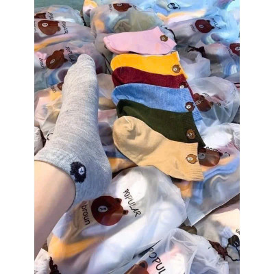 Tất Nữ, Combo 10 Đôi Tất Nữ Cổ Ngắn, Mẫu Tất Nữ Hình Gấu Dễ Thương Thời Trang - Giao Màu Ngẫu Nhiên