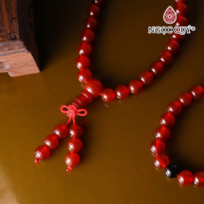Vòng chuỗi 108 hạt đá mã não đỏ mệnh hỏa, thổ - Ngọc Quý Gemstones