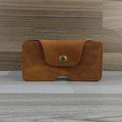 Bao Da Đeo Lưng dành cho iphone 11 Dạng Hộp Da Sáp Nâu Bò