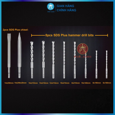 Bộ 10 mũi khoan và mũi đục INGCO AKD2101