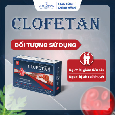 Viên uống Clofetan hỗ trợ tái tạo tiểu cầu, giảm nguy cơ xuất huyết, thiếu tiểu cầu (30 viên) - Nutramed