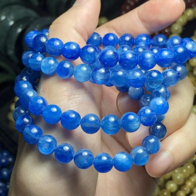 Vòng Tay Đá Kyanite 8-9ly màu xanh dương, hợp mệnh Thuỷ và mệnh Mộc - Bình an, may mắn