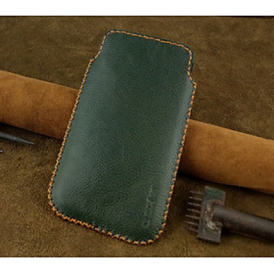 Bao Da Túi Rút dành cho  Samsung Galaxy note 10 Da Bò Hạt Màu Xanh Rêu