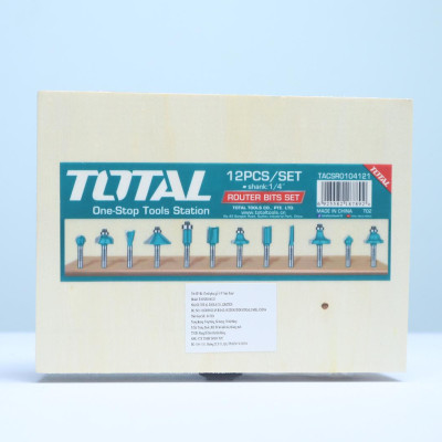 BỘ 12 MŨI PHAY GỖ 1/4"(6.3MM) TOTAL TACSR0104121