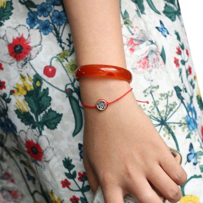 Vòng Kết Dây Đỏ Charrm Kết Đồng Tâm Bạc Ngọc Quý Gemstones GA5