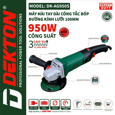 MÁY MÀI GÓC ĐIỆN CÓ CHỈNH TỐC  950W DK-AG950S DEKTON -HÀNG CHÍNH HÃNG