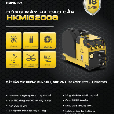 Máy hàn MIG không dùng khí, que MMA Hồng Ký Master 160 Ampe 220V HKMIG200S