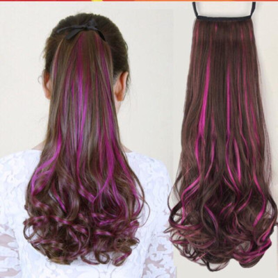 Tóc cột line hồng tím- hình thật