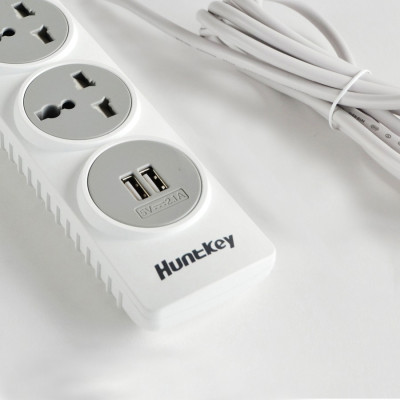 Ổ cắm điện chống giật có 2 cổng usb sạc điện thoại Huntkey SZN 507 - Hàng chính hãng