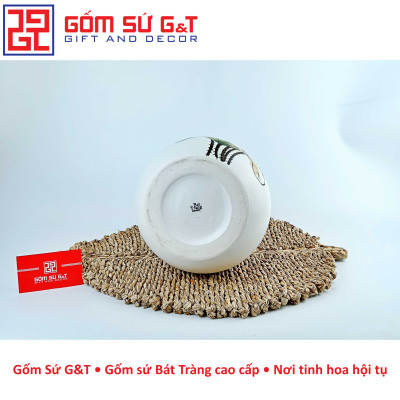 Lọ hoa dáng rọ vẽ sen Gốm Sứ G&T