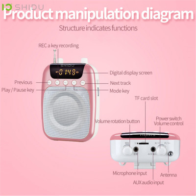 Tặng Kèm Micro Không Dây Trị Giá 139K - Loa Trợ Giảng Có Dây Shidu SD-S358 Công Suất Loa 10W Kết Nối Bluetooth,FM, Dung Lượng Pin 2500mAh Sử Dụng Lên Tới 15h. SHIDU S358 10W Wireless Mini Amplifier Meeting Guide Headset Micro Wireless - Hàng Chính Hãng