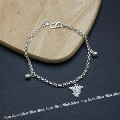 Lắc tay Cho Bé Bạc Ta Nguyên Chất S99 Mix Charm Chính Hãng Bạc Hiểu Minh LTE568