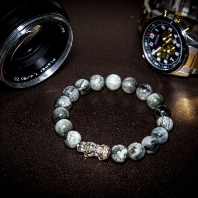 Vòng Tay Phong Thủy Nam Bảo Thạch Đá Tự Nhiên Mix Tỳ Hưu Bạc 925 Mạng Kim Mạng Thủy