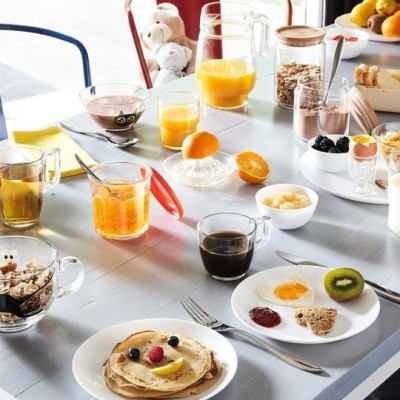 Bộ bát đĩa (tô, chén, dĩa) Luminarc Diwali thủy tinh 14 chi tiết, dùng lò vi sóng, máy rửa bát - DW14B