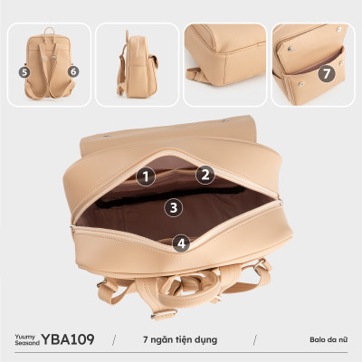 Balo Yuumy ( Thời trang nữ phối ngăn cỡ trung - Balo da Seasand YBA109 )