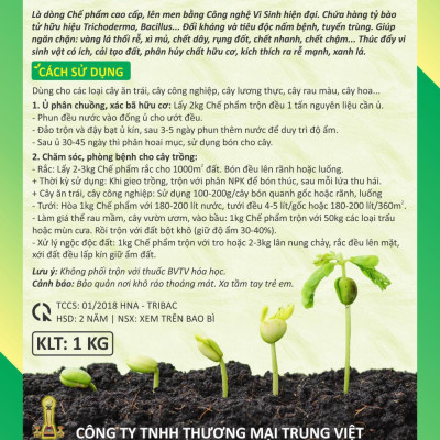 COMBO Phân bón lá sinh học VƯỜN SINH THÁI và Chế phẩm vi sinh trichoderma TRIBAC nấm đối kháng cực mạnh. Giúp cây bung đọt mạnh, rễ khỏe, cành chắc, ra hoa đậu quả nhiều. Khỏi lo tuyến trùng, nấm bệnh gây vàng lá thối rễ