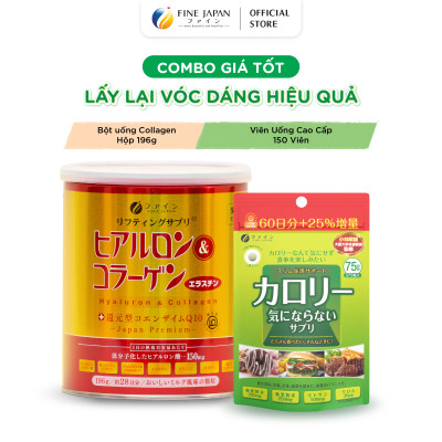[Collagen lon 196g & calo gói to 75g] Combo Lấy lại vóc dáng hiệu quả FINE JAPAN