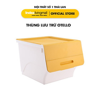 Thùng lưu trữ đa năng 34 lít OTELLO chất liệu nhựa PP trắng, nắp vàng, kích thước 45x38x31cm (DxRxC) | Index Living Mall | Nhập khẩu Thái Lan