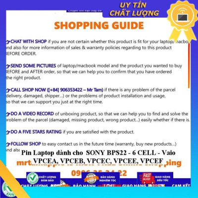 Pin Laptop dùng cho SONY BPS22 Vaio VPCEA VPCEB VPCEC VPCEE, VPCEF - Hàng Nhập Khẩu New Seal