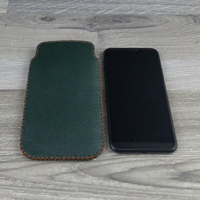 Bao Da Túi Rút dành cho iphone xr Da Bò Hạt Màu Xanh Rêu